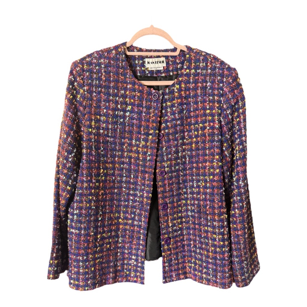 Joan Leslie Womens Blazer Vintage Preppy Classic Academia Minimalist